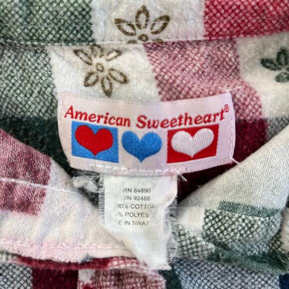 American Sweetheart Flannel Soft Fall Plaid Floral Long Sleeve Button Down Shirt - Picture 3 of 9